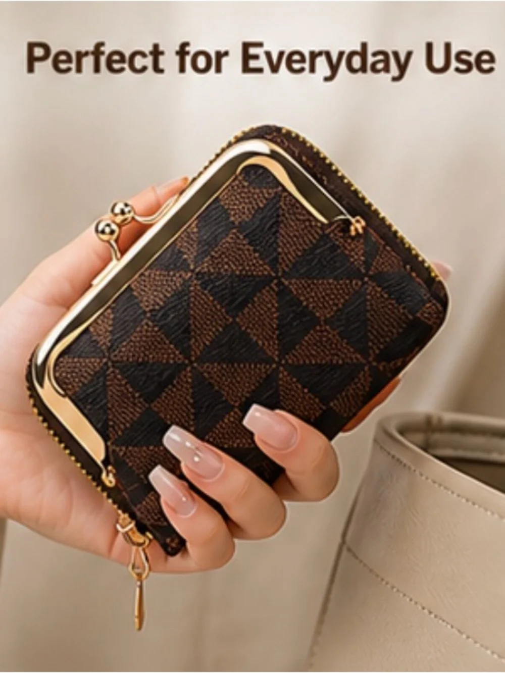 Stylish Pink Geometric Women’s Wallet - Pink